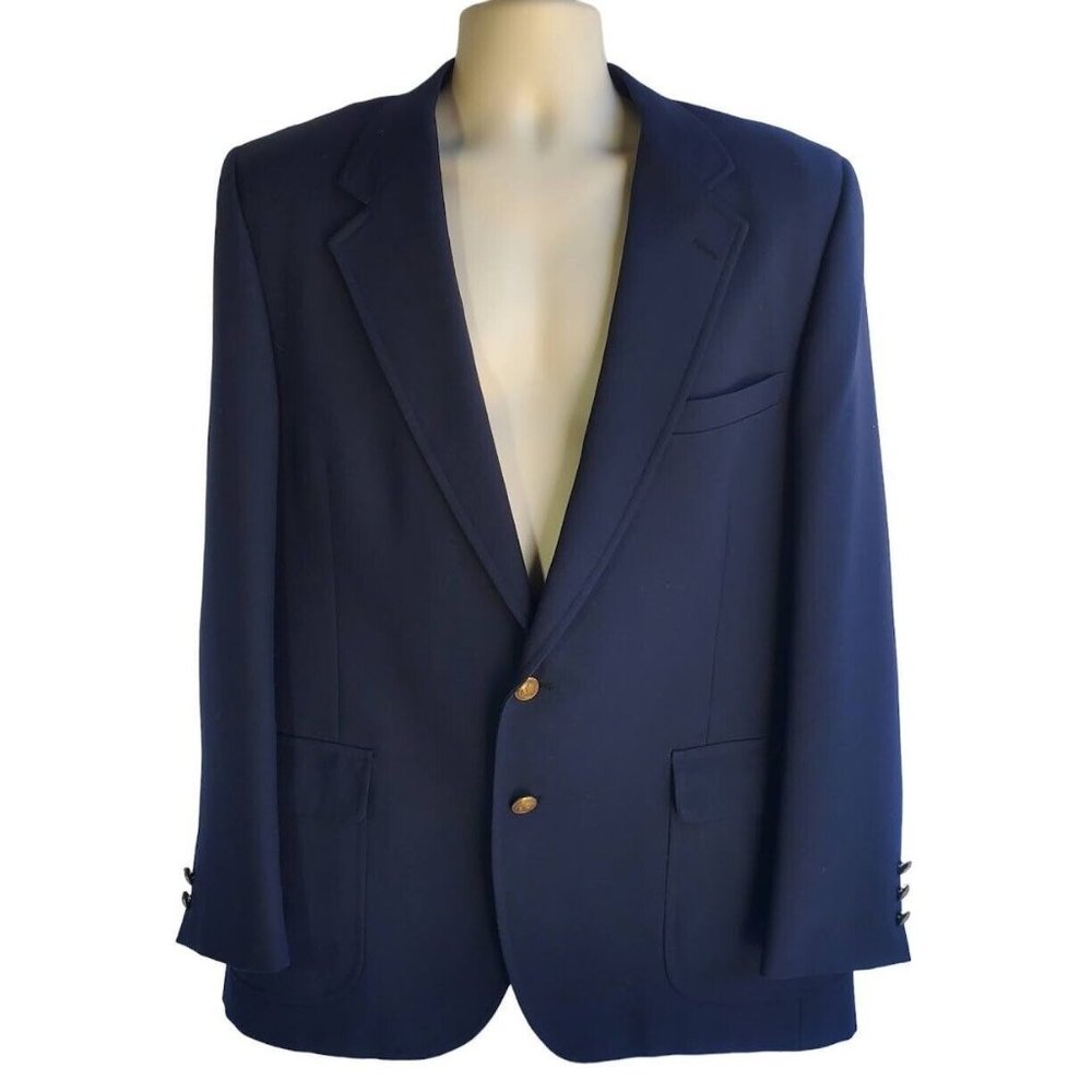 1980's Hastings Navy Blue Blazer Dress Suit Jacket Cosplay Costume Men's L 44R